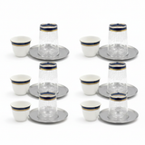 Angela 18 Pieces Tea & Cawa Cup with Saucer Set - 80ml & 120ml