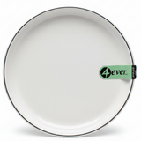 4Ever White Round Melamine Dessert Plate with Black Rim — 7.5 Inch