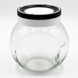 Titiz Fourlines Round Glass Jar with Airtight Plastic Lid – 750ml |Blue / Black |