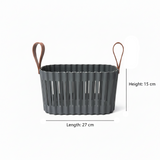 Sun Plast Plastic Basket with Handle - 15 × 27 × 18 cm - Grey / Cream