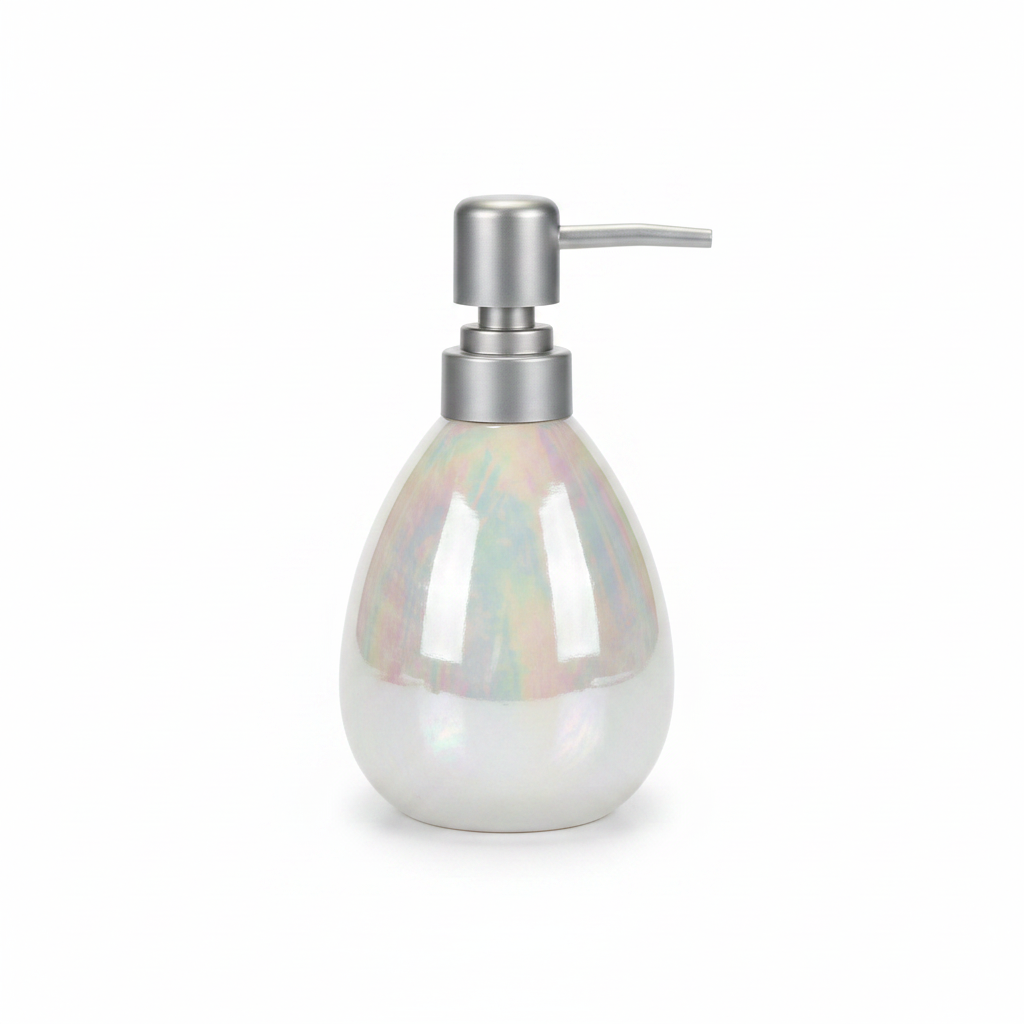 Iridescent Pearl Ceramic & Plastic Liquid Soap Dispenser – 400ml