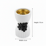 Chalk Incense Burner With Black  Floral Accent- 10×6cm - White / Cream