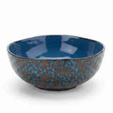 Navy Blue & Brown Reactive Glaze Ceramic Serving Bowl 21cm