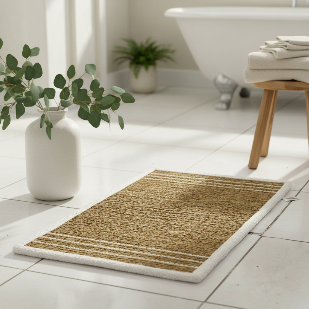 Rectangular Seagrass Mat Natural Braided Rug with White Border - 60×80 cm