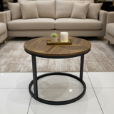 Brown Wood & Black Metal Frame Round - 40×50cm