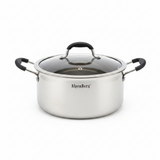 AlpenBerg Silver 3-Ply Stainless Steel Casserole with Glass Lid — 6.6 Litre