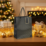 Paper Gift Bag with Gold Triangle Pattern & Rope Handles – 32×26cm | Premium Gift Packaging for All Occasions