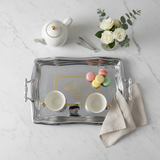 Germax Luxury Silver & Gold Stainless Steel Serving Tray with Handles | 49×32cm |
