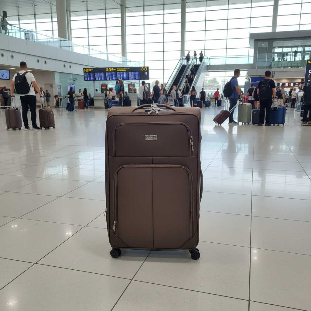 Sonada Brown Polyester Trolley Bag – | 8 Spinner Wheels | Lightweight Travel Luggage | 32 Inch