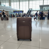 Sonada Brown Polyester Trolley Bag – | 8 Spinner Wheels | Lightweight Travel Luggage | 32 Inch