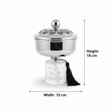 Acrylic Footed Silver Metal Candy Bowl with Lid - 18 × 12 cm