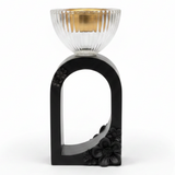 Black Resin Arch & Crystal Glass Incense Burner | 15cm | Luxury Home Fragrance