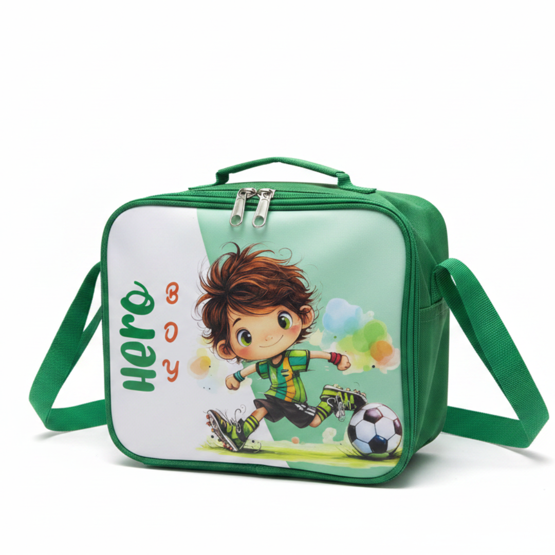 SBC Green Polyester Hero Boy Lunch Bag for Kids - 20×25 cm