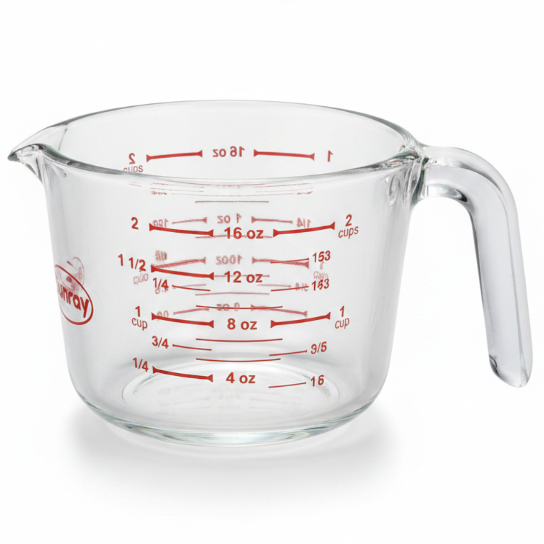 Sunray Glass Measuring Cup 500ml | Dual Scale Oz & Cups | Heat Resistant Borosilicate Glass