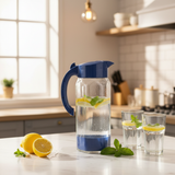 Titiz Alâ Jug 1500ml | Clear Glass Water Jug with Flip Lid | Kitchen Carafe | Navy blue,White,Grey |
