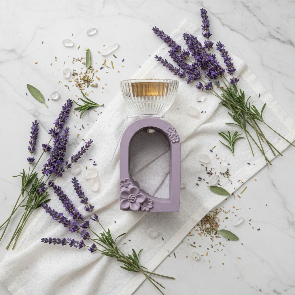 Lavender Chalk & Glass Incense Burner | Arch Floral Design | 15cm