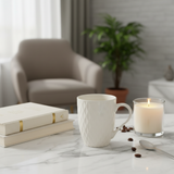 White Diamond Quilted Ceramic Mug – 300ml