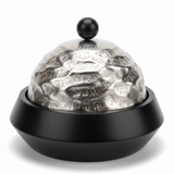 Luhpar Wave Textured Aluminum Round Storage Box with Black Wooden Base - Dome Lid - 20×20 cm