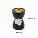 Black & White Chalk Incense Burner - 10×6cm