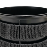 Amin Black Metal Planter Pot with Woven Rope Texture -  26×26cm / 24×24cm