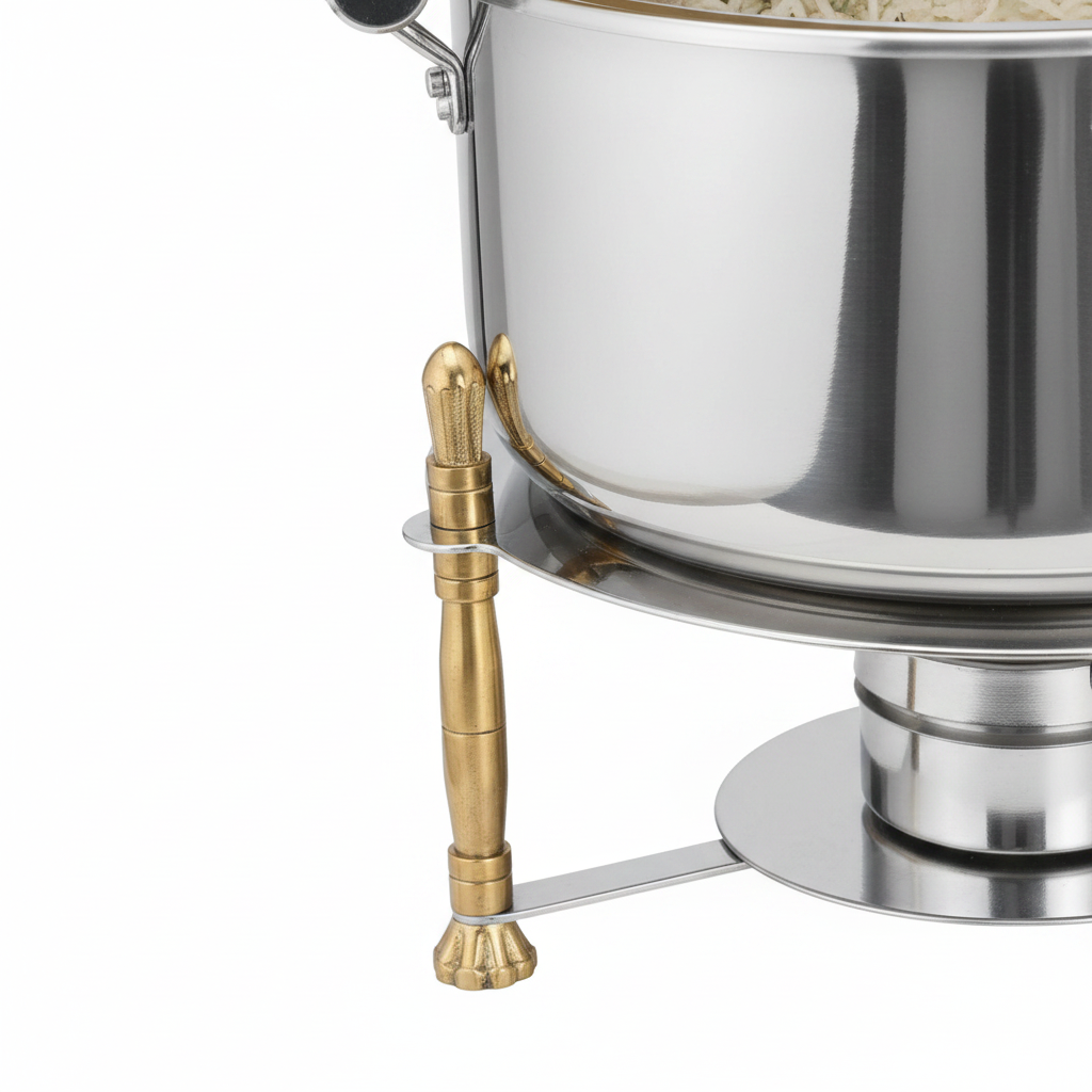 Pradeep Silver & Gold Classic Chafer Round Stainless Steel Chafing Dish - 7000ml