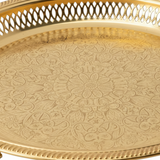 Najib Gold Metal Footed Round Serving Tray - 35cm