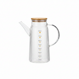 Ribbed Glass Oil Pot with Bamboo Lid - 800ml