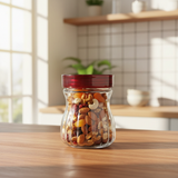 Glass Storage Jar with Red Lid 14×10cm / 18×10cm / 20×10cm