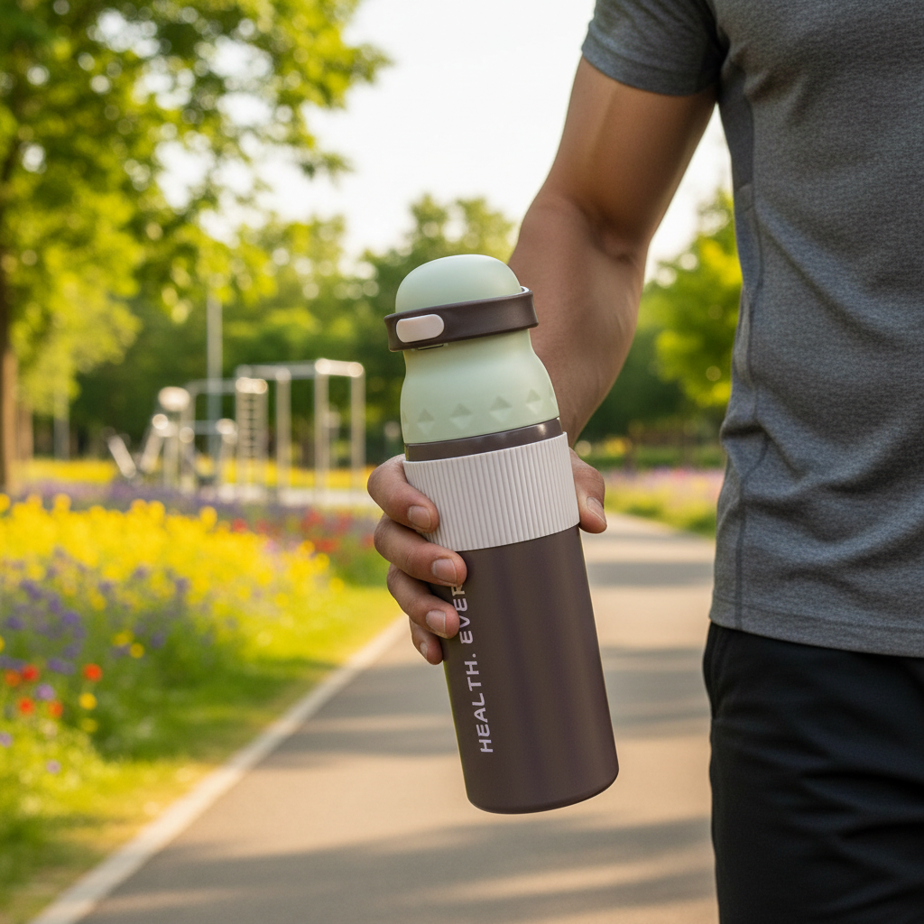 SBC Dark Brown & Sage Green Metal Water Bottle – 700ml