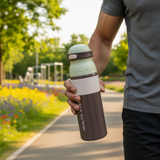 SBC Dark Brown & Sage Green Metal Water Bottle – 700ml