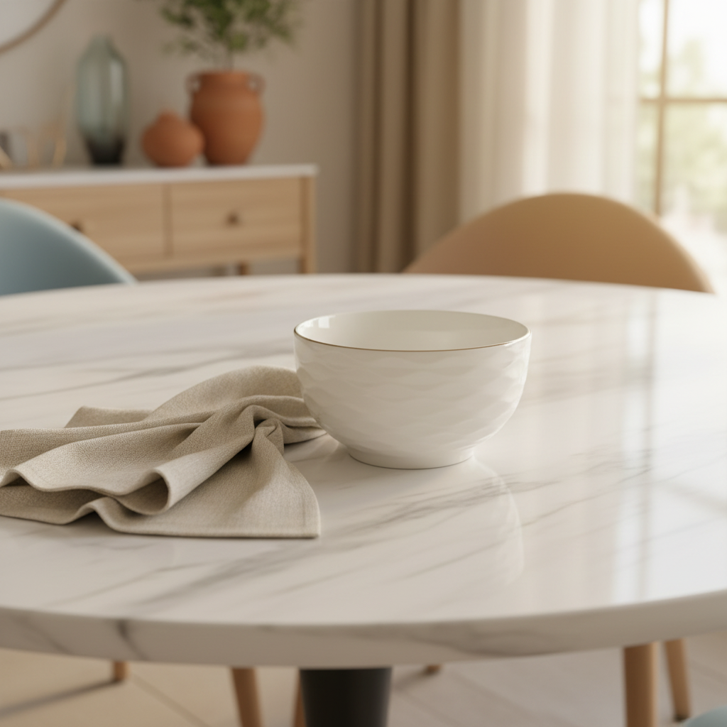 White Ceramic Bowl with Gold Rim -  4.5 Inch