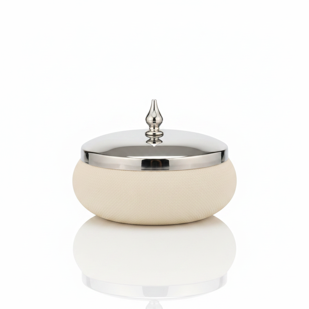 Silver Steel Candy Bowl with Lid - 16cm