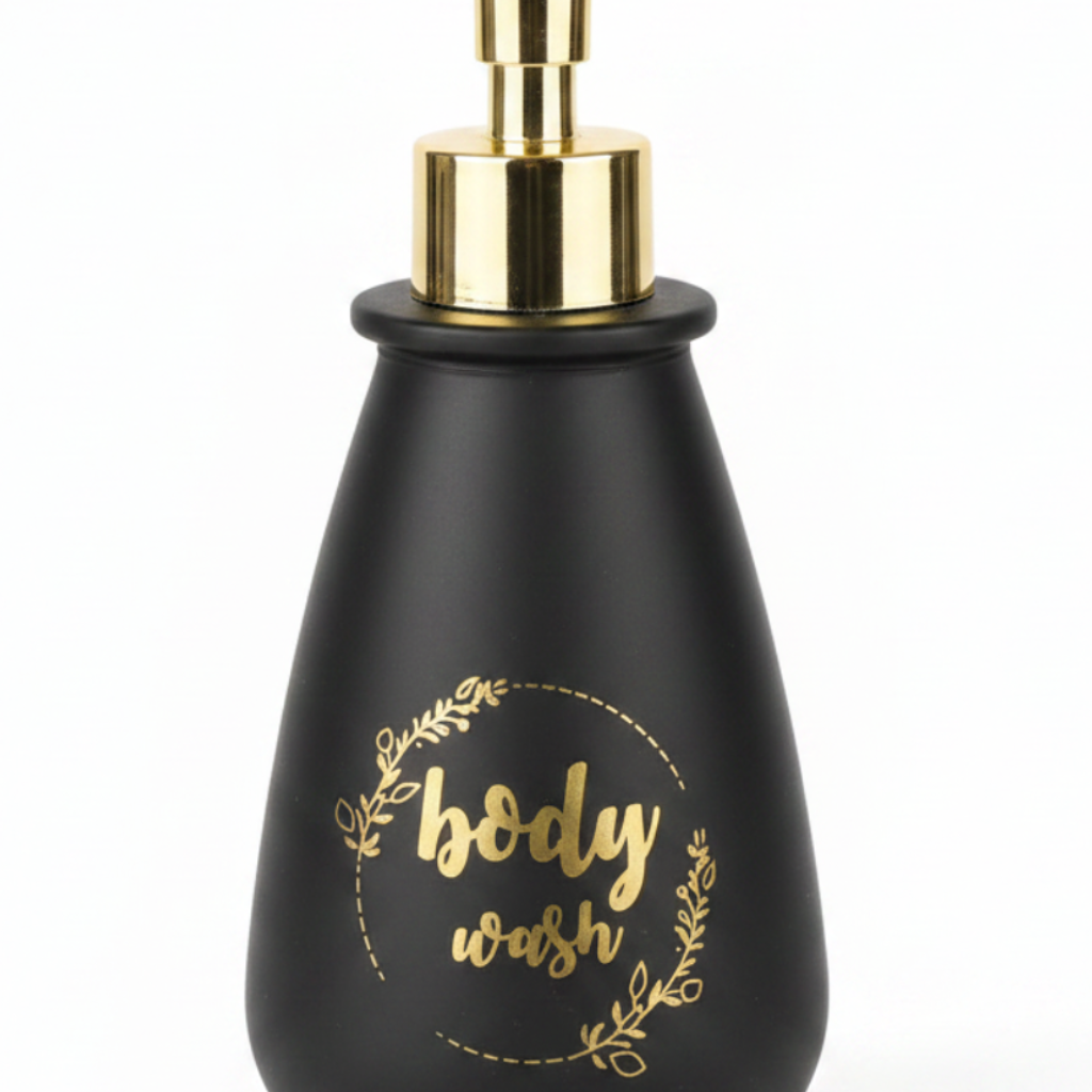 Black & Gold Ceramic & Plastic Liquid Soap Dispenser – 400ml