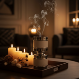 Silver & Cream Steel Incense Burner - 18cm