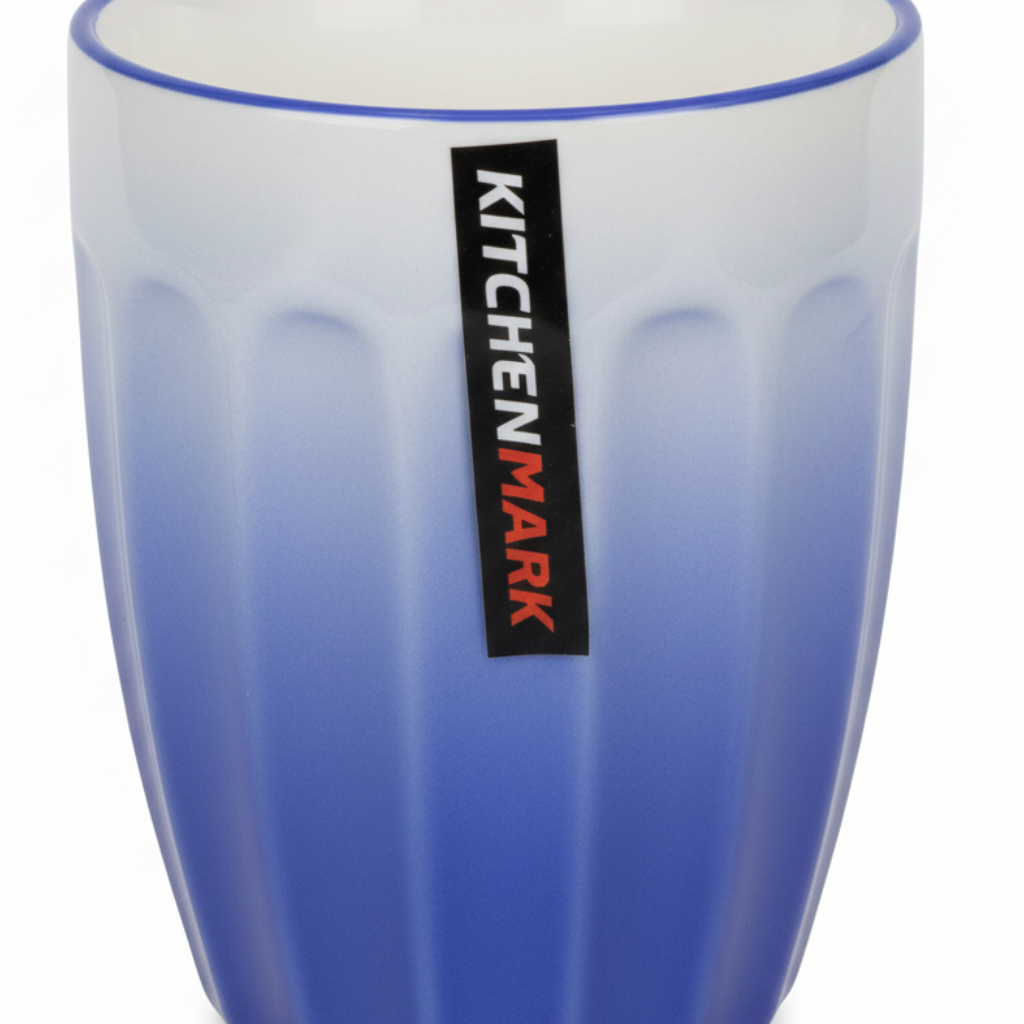 KitchenMark Blue & White Gradient Ceramic Mug - 325ml