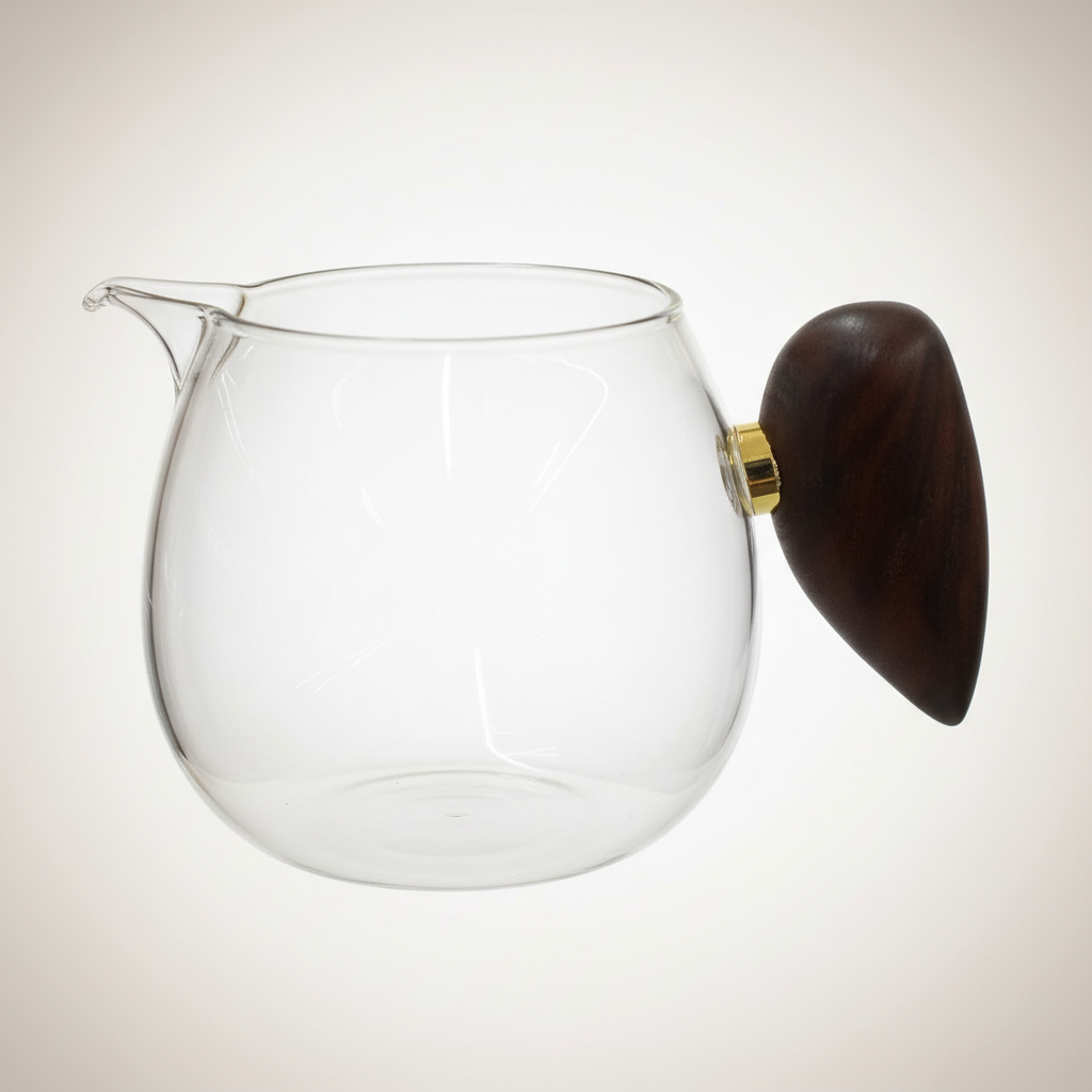 Clear Glass Pourer Cup with Wooden Handle | 200ml