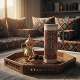 Hobby Lobby Brown and Grey Vacuum Flask with Traditional Floral Pattern | 1 Litre