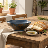 Navy Blue & Brown Round Reactive Glaze Ceramic Serving Bowl 25cm