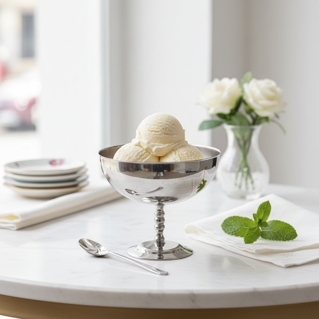 Silver Stainless Steel Ice Cream Bowl - 13×10 cm