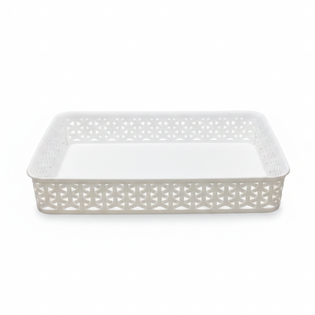 Exclusive Multipurpose Plastic Basket Tray - 35×26cm - Dark Brown / White
