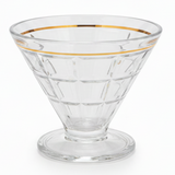 Delisoga Crystal Glass Ice Cream Cup 165ml – Diamond-Cut with Gold Rim