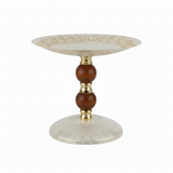 Brown & Gold Footed Cream Metal Candy Tray - 20×25 cm