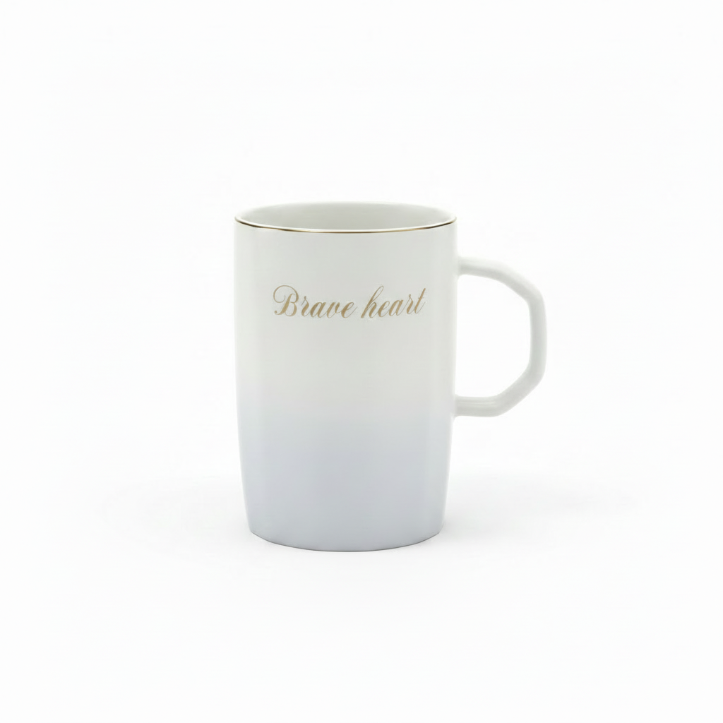 White & Grey Gradient Ceramic Mug - 400ml