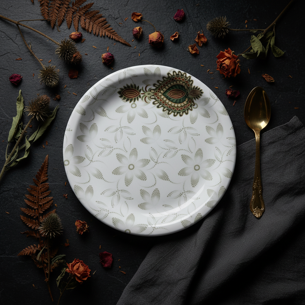Dinewell White Melamine Side Plate 7.5 Inch | Elegant Floral Design