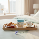 Solecasa White Ceramic Honey Jar with Flower Design & Blue Silicone Lid — 300ml