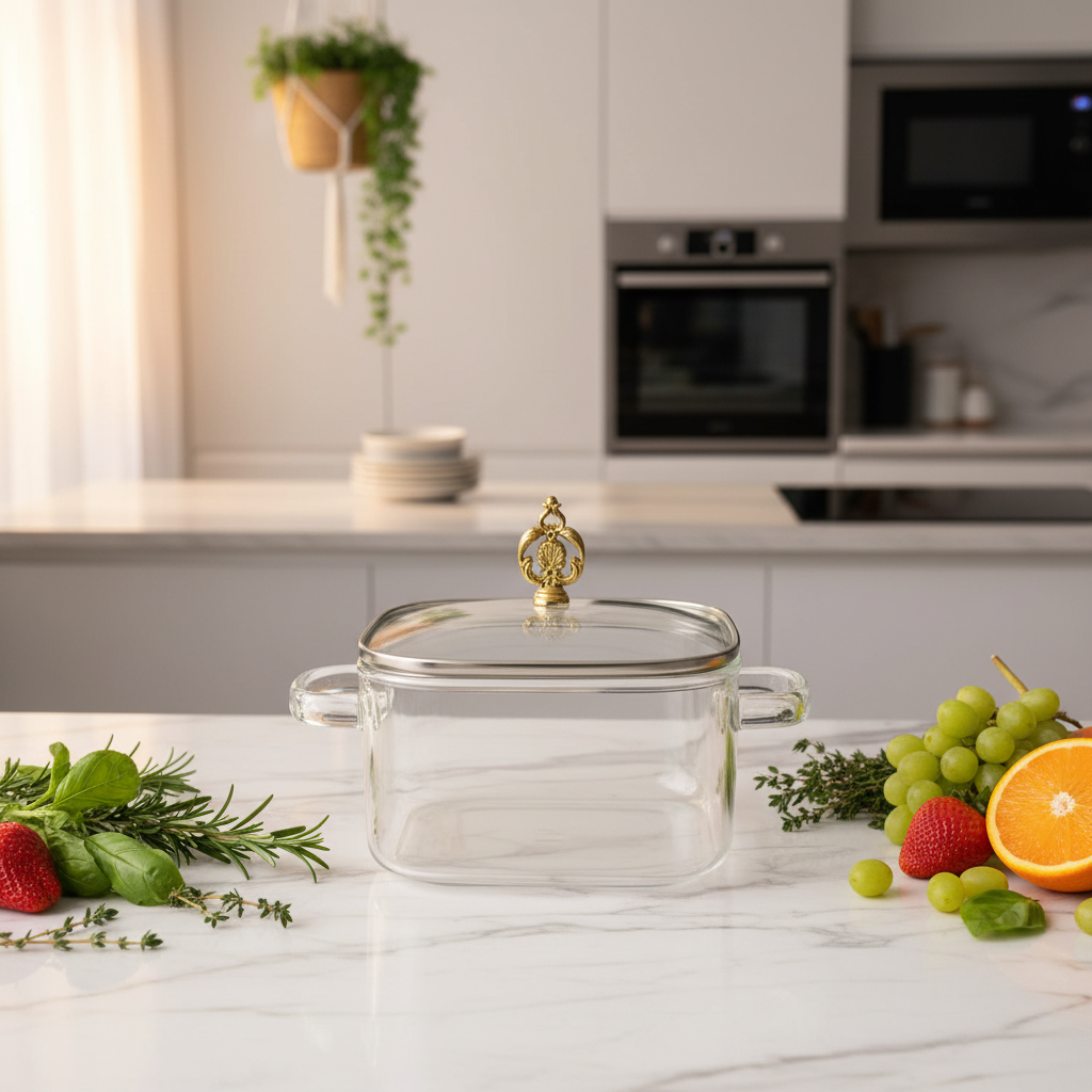 Clear Glass Pot with Lid – 2.2 Ltr