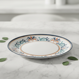 Vague White Melamine Dinner Plate | Navy Blue Ornate Design | 10.5 Inch
