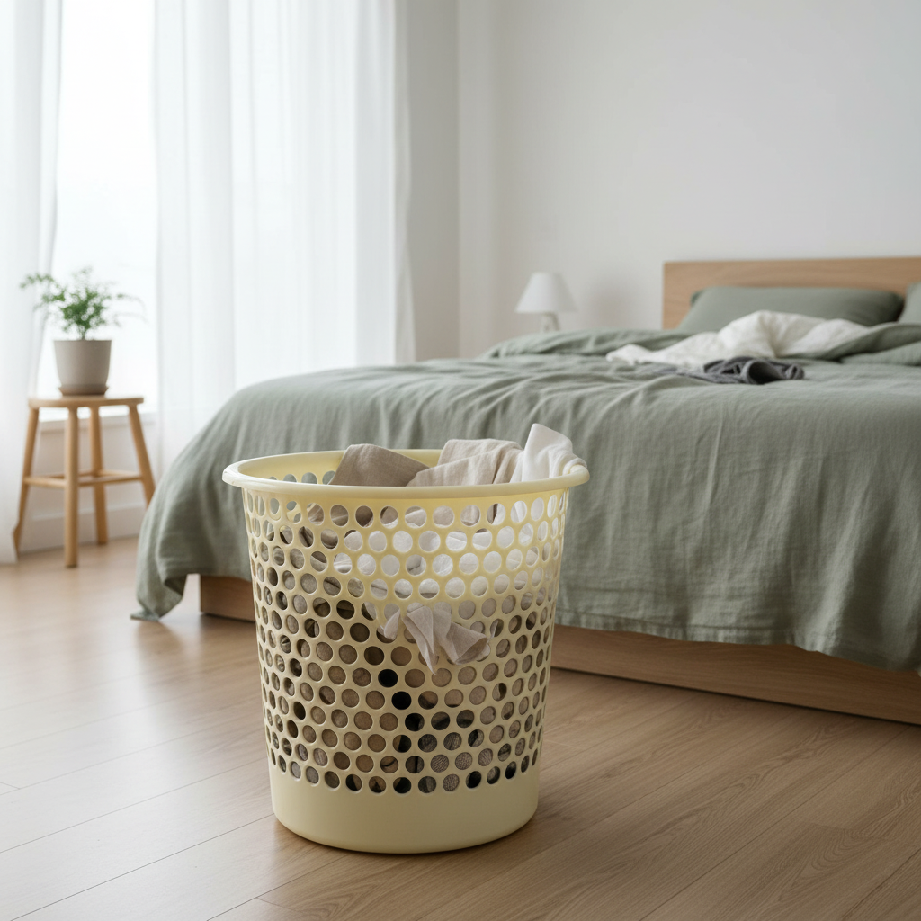 Sarvah Cream Plastic Laundry Basket - 38×38 cm
