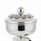 Acrylic Footed Silver Metal Candy Bowl with Lid - 18 × 12 cm