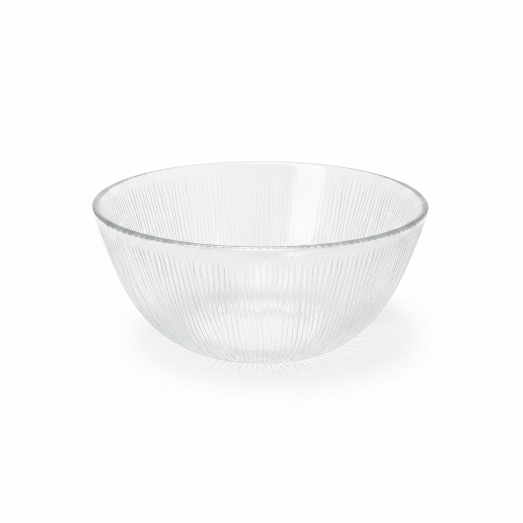 Noritazeh Ribbed Glass Salad Bowl - 16×8 cm